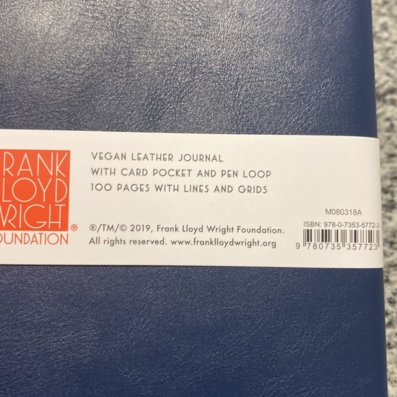 Travel journal Frank Lloyd Wright vegan leather journal card pocket lined grids - Picture 4 of 7